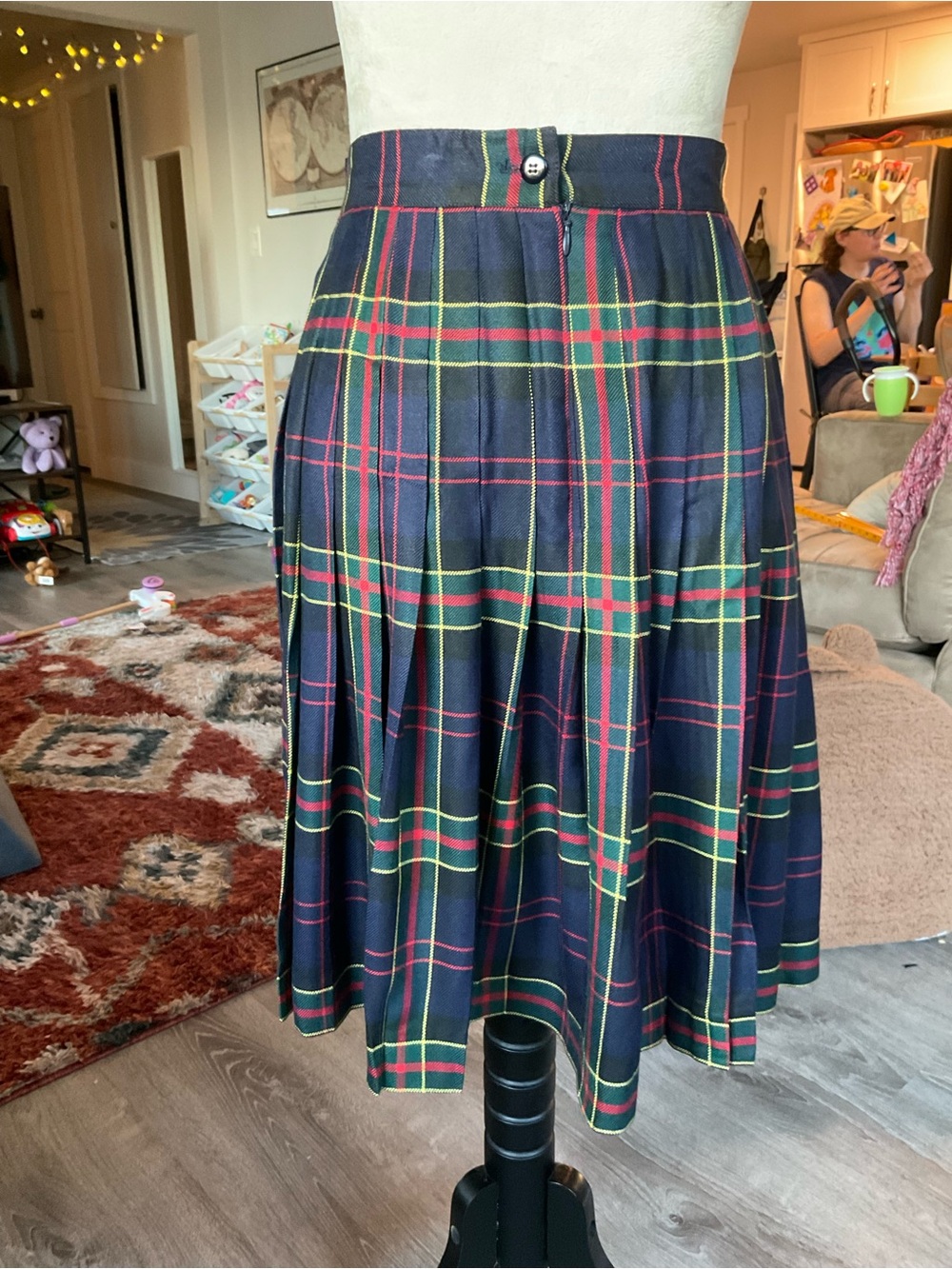 Vintage Amanda Smith Tartan Plaid Pleated Midi Skirt Dark Academia - Picture 2 of 6